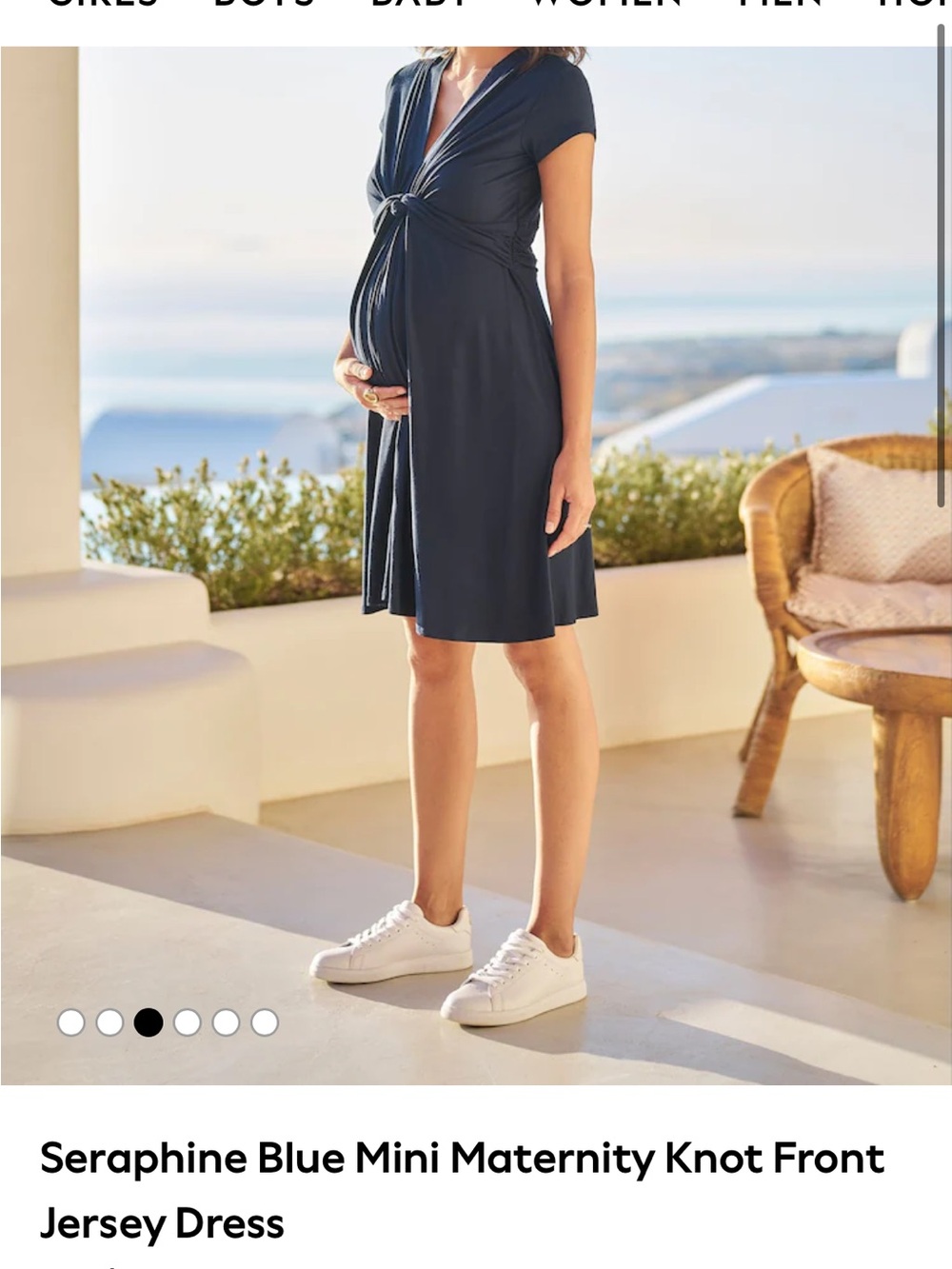 Seraphine Navy Knot-Front Maternity Dress - Picture 2 of 6